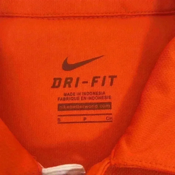 NIKE DRI FIT MENS SHORT SLEEVE GOLF SHIRT ORANGE WHITE‎ SIZE SMALL - Picture 4 of 9